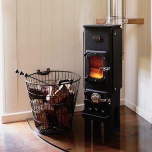 Nautipod wood burning, multi fuel stove in a shepherds hut in Wales